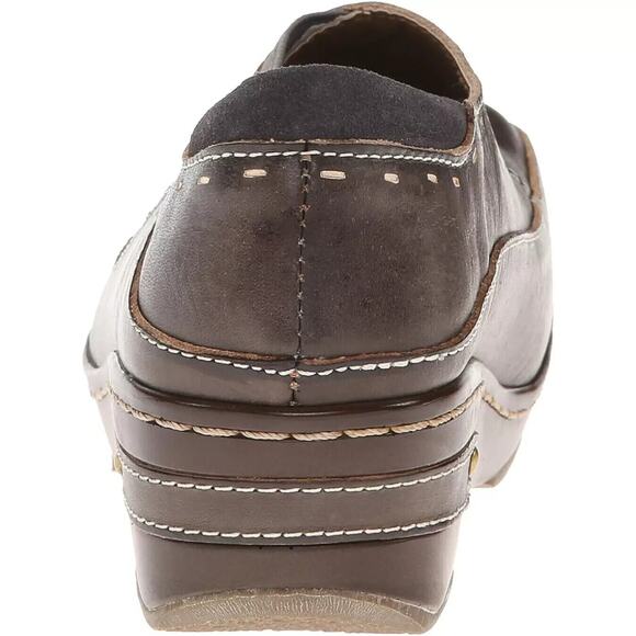 L'Artiste by Spring Step Womens Burbank Floral Leather Slip-On Clog -- Gray NEW - Picture 5 of 8